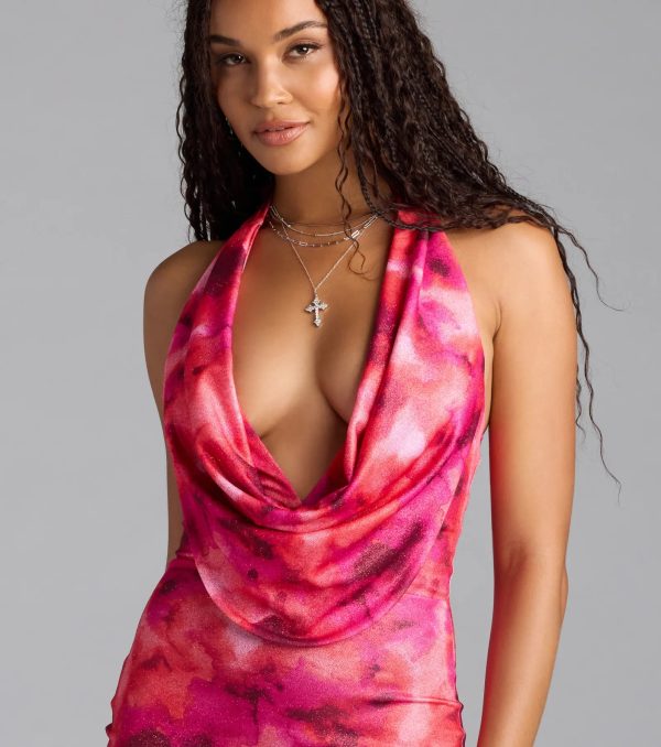 Glitzy Fab Abstract Print Halter Mini Dress - Image 4