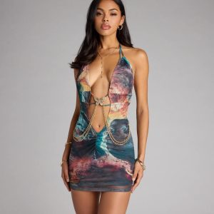 Nightlife Fantasy Butterfly Mesh Mini Dress