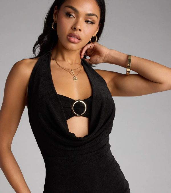 Own The Night Cowl Halter Mini Dress - Image 4
