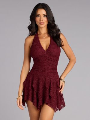 After Dark Charm Lace Halter Dress