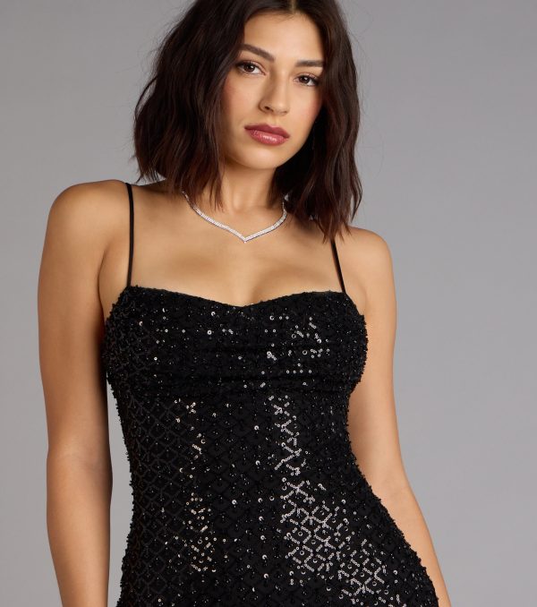 High Glamour Sequin Bead Mini Dress - Image 3