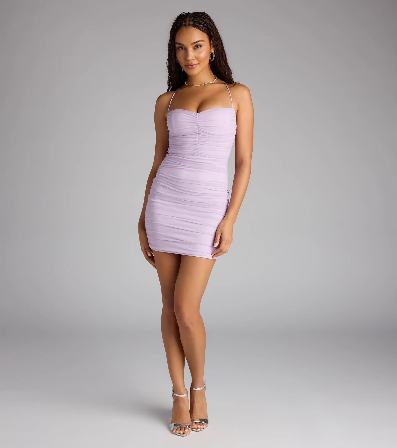 Mood Forever Mesh Lace-Up Mini Dress - Image 11