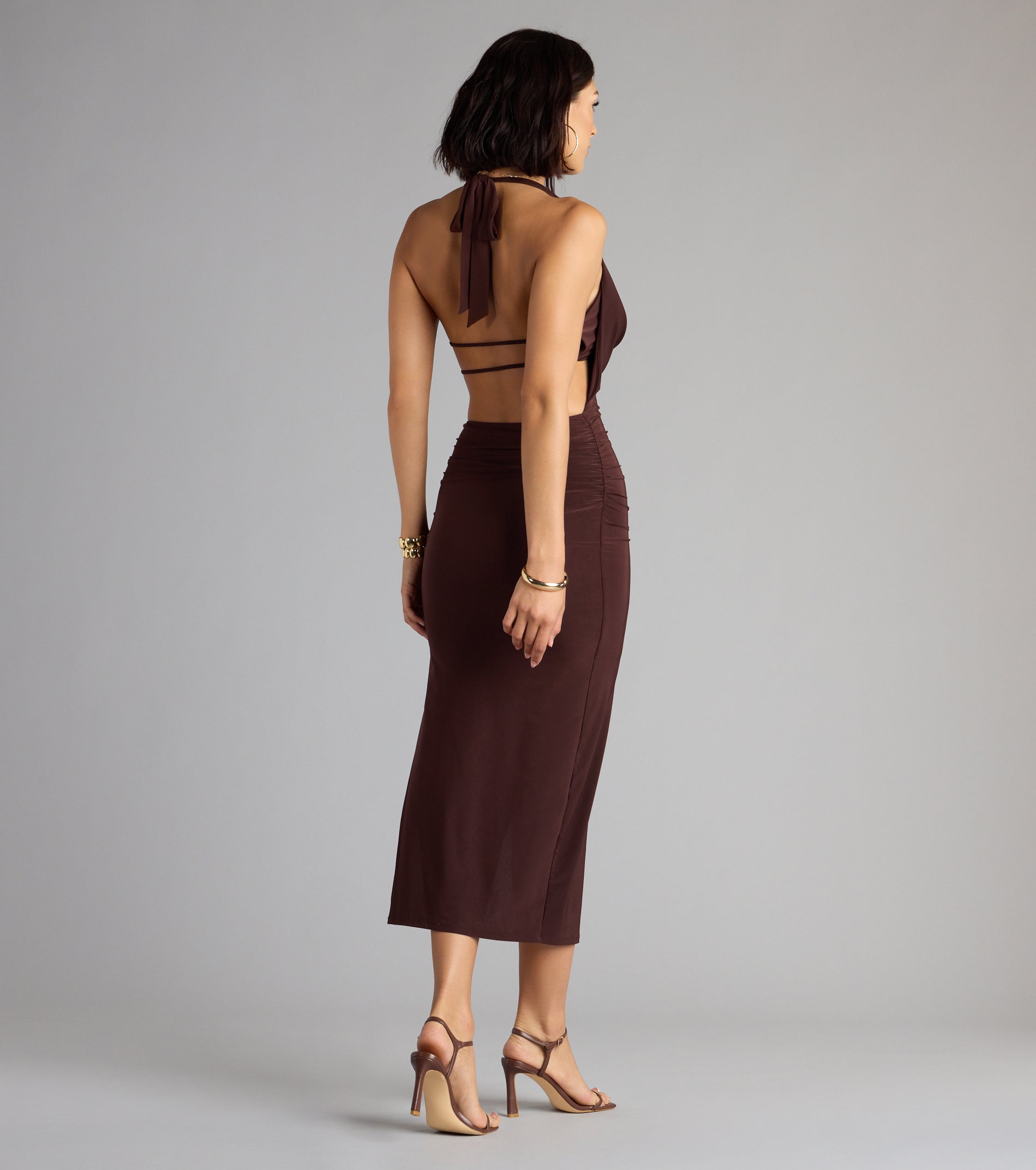 No Strings Attached Halter Strappy Midi Dress - Image 3