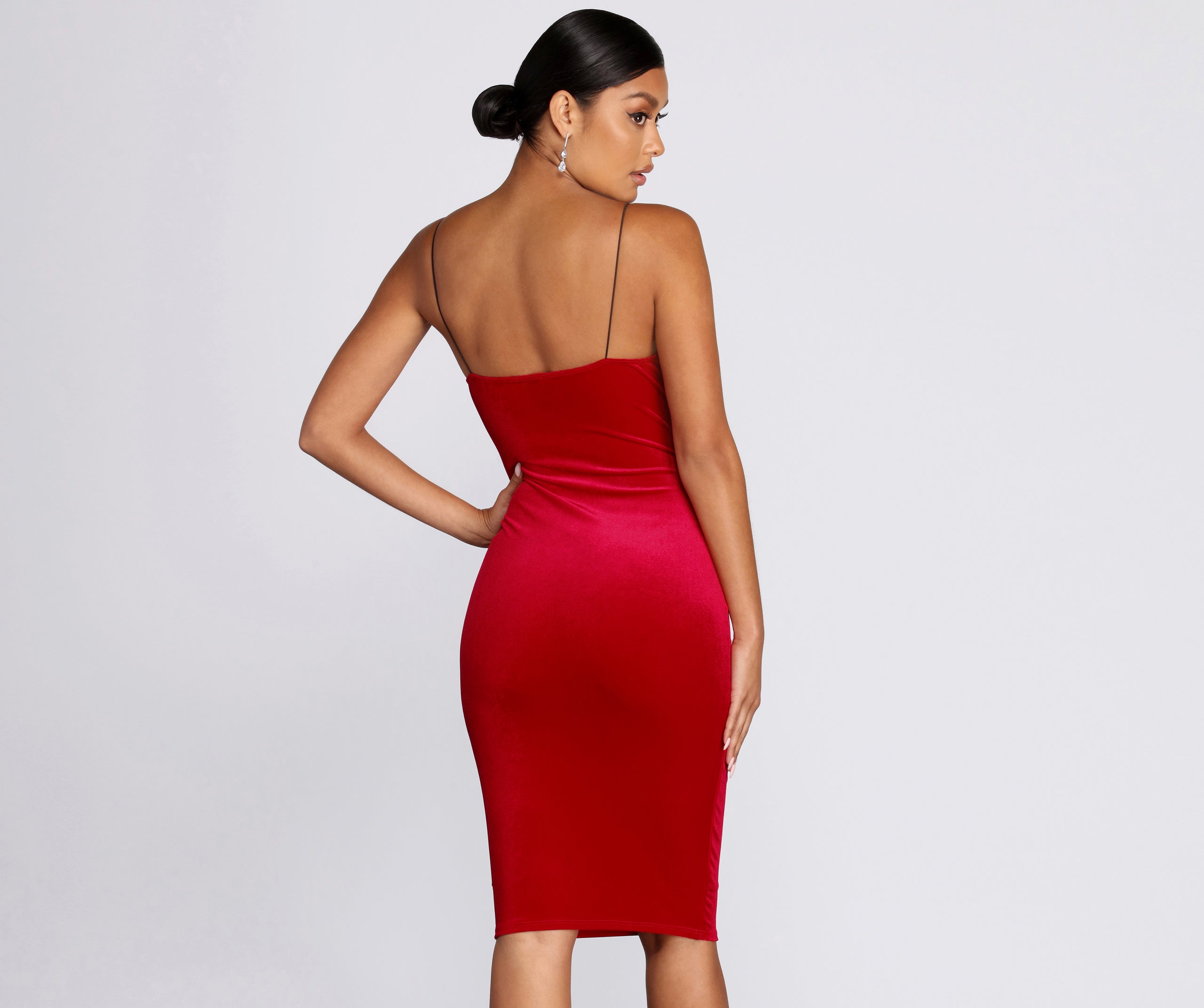 Babe's A Bombshell Velvet Midi Dress - Image 4