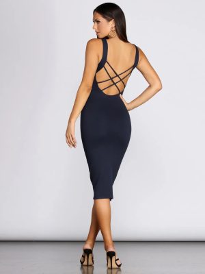 Cross Back Detail Midi Dress