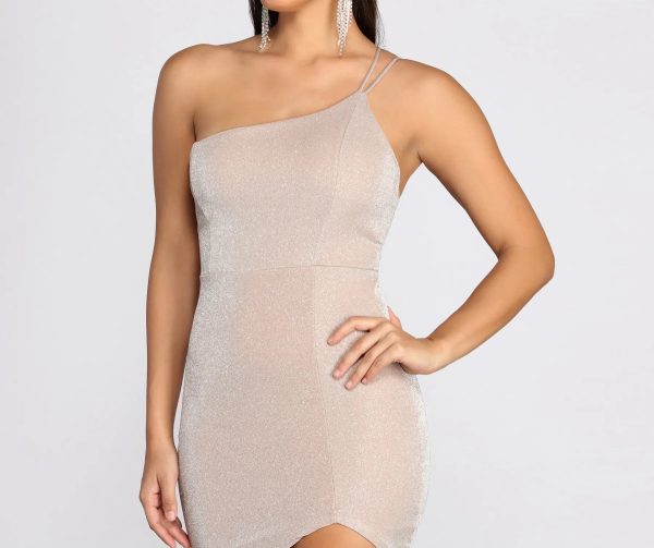 Sparkle Queen Glitter One Shoulder Mini Dress - Image 4
