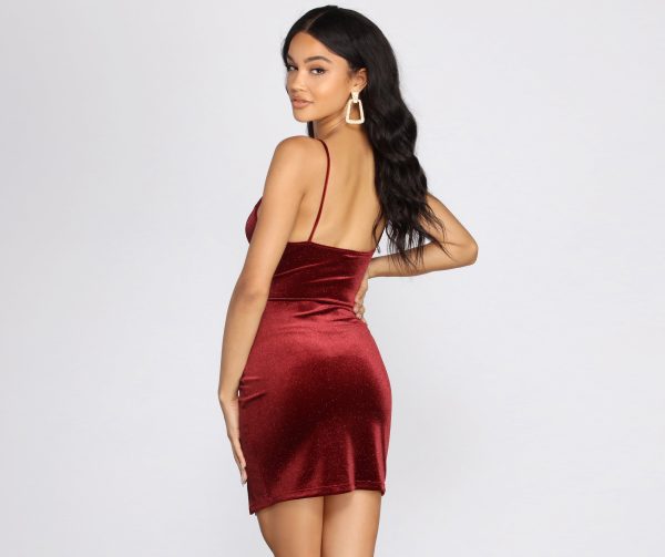 Glitter Velvet Front Slit Mini Dress - Image 2
