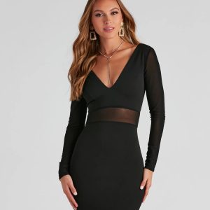 Sheer Bet Mesh Paneled Dress