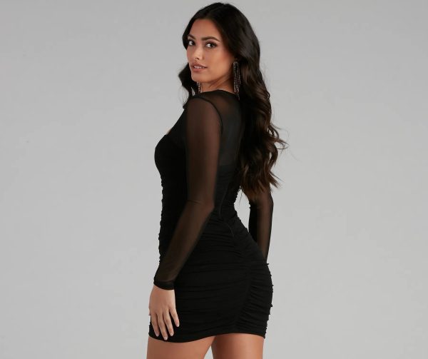 Mesmerize In Mesh Ruched Mini Dress - Image 2