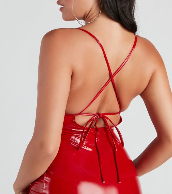 Devious Hottie Patent Faux Leather Mini Dress - Image 4