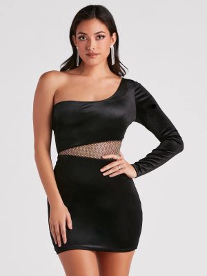 Keep It Luxe Rhinestone Velvet Mini Dress