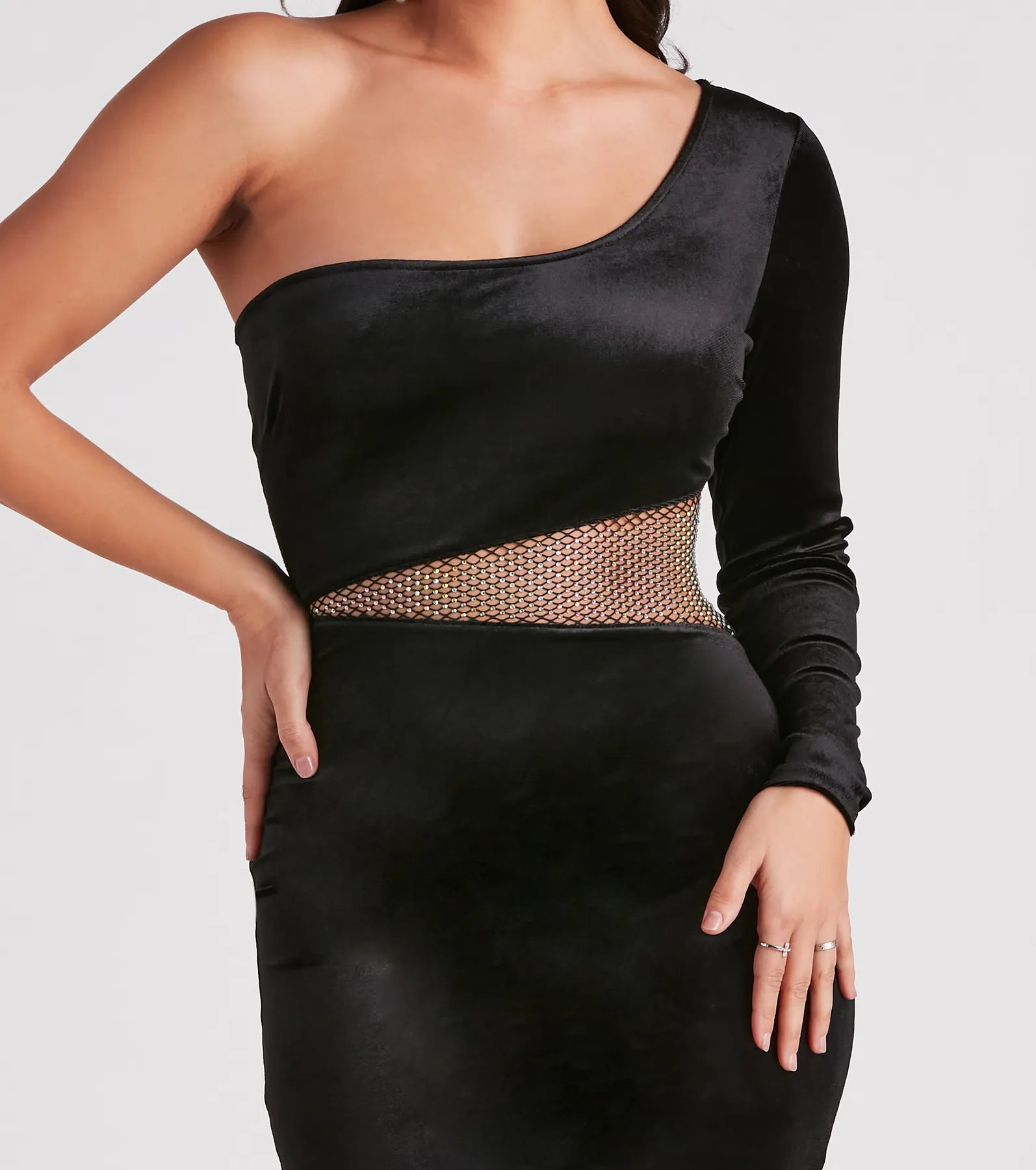 Keep It Luxe Rhinestone Velvet Mini Dress - Image 4