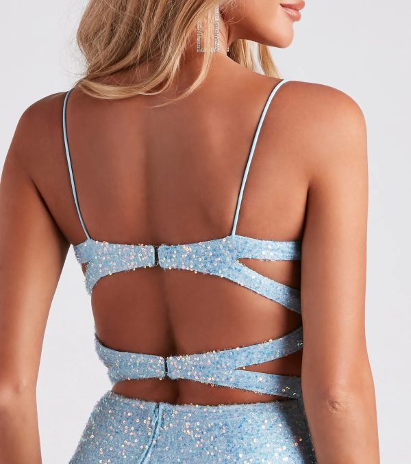 Shimmer Sequin Strappy Mini Dress - Image 4
