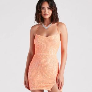Dazzle Down Sequin Lace-Up Mini Dress