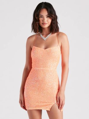 Dazzle Down Sequin Lace-Up Mini Dress