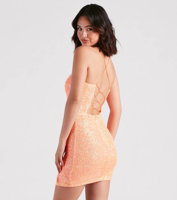 Dazzle Down Sequin Lace-Up Mini Dress - Image 2