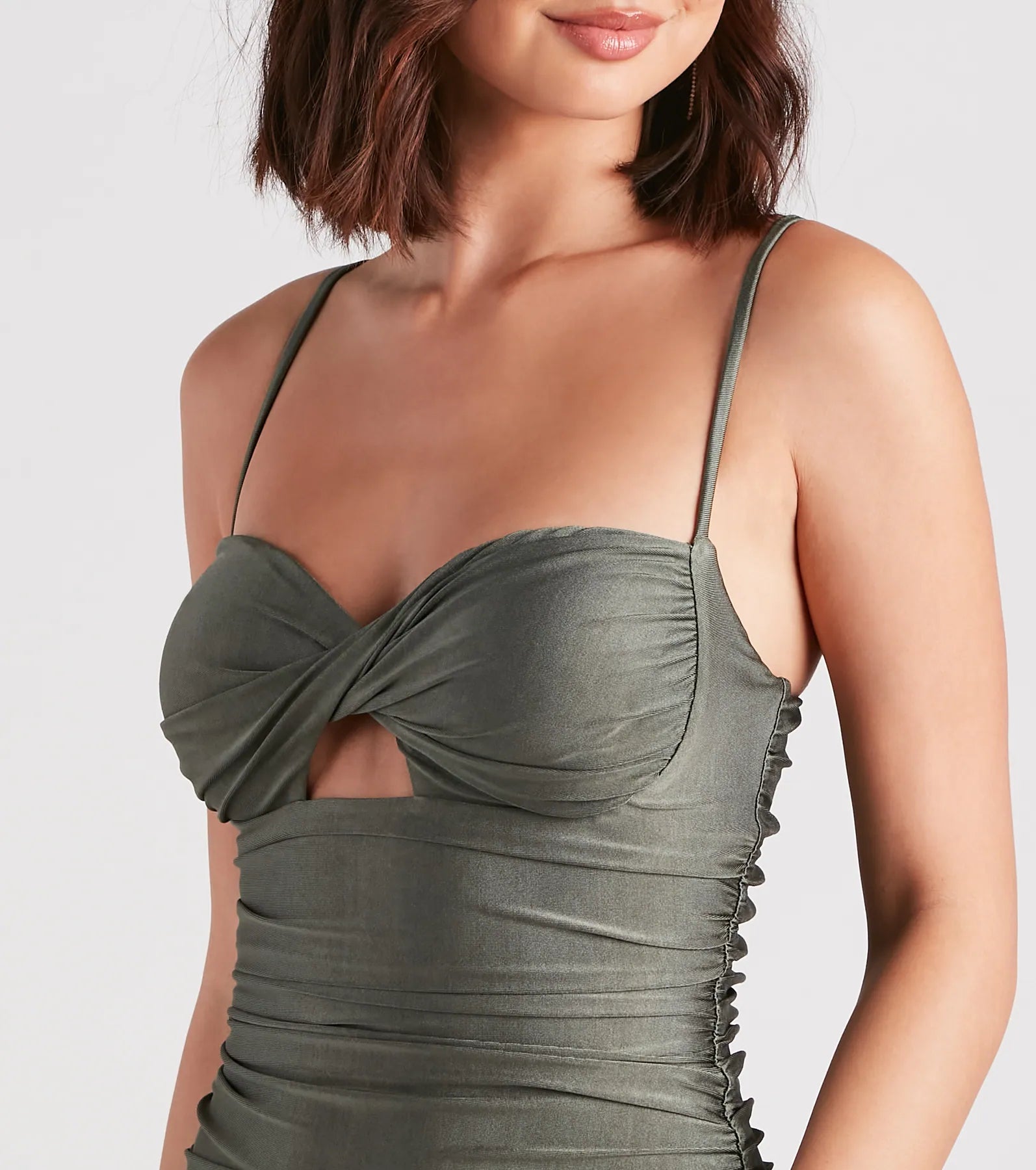 Feeling Fab Satin Ruched Mini Dress - Image 4