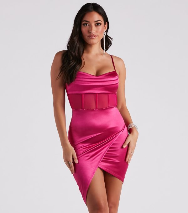 Daring In Satin Cowl Neck Dress - Image 5