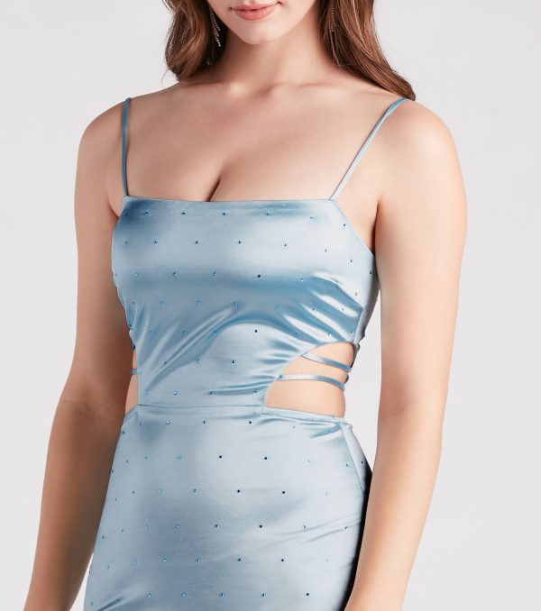 In My Era Satin Rhinestone Strappy Dress - Image 4