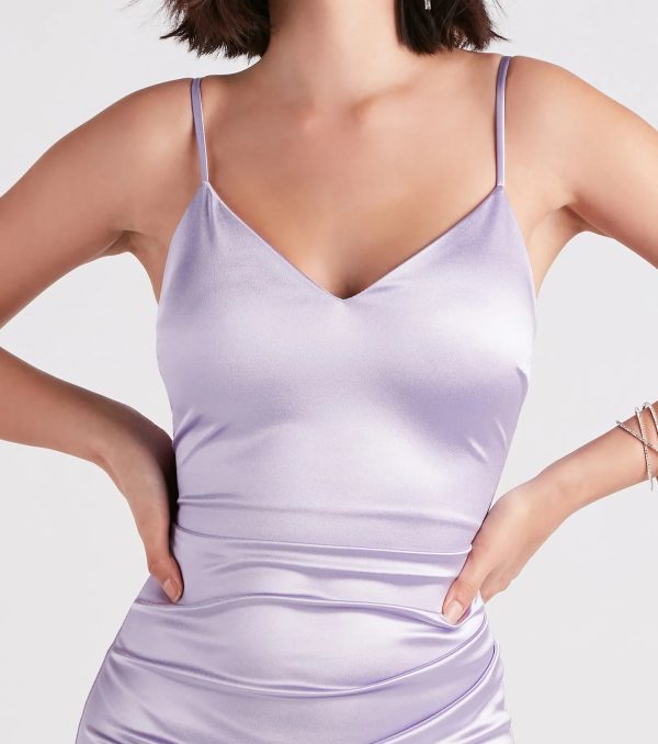 Be The Sensation Satin V-Neck Mini Dress - Image 8