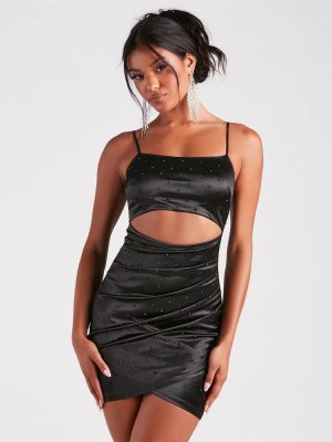 Fly And Flossy Satin Rhinestone Party Dress