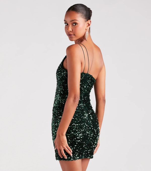 Luxe Shine Sequin Velvet Bodycon Mini Dress - Image 2