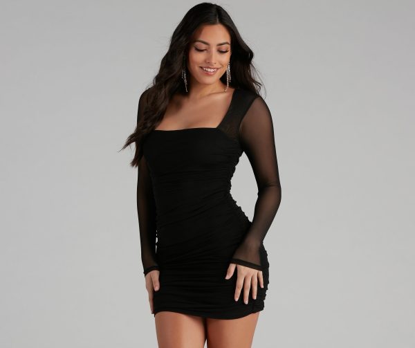 Mesmerize In Mesh Ruched Mini Dress - Image 9