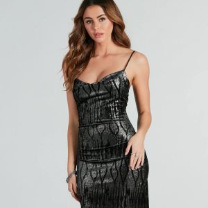 Amped Up Glamour Glitter Velvet Mini Dress