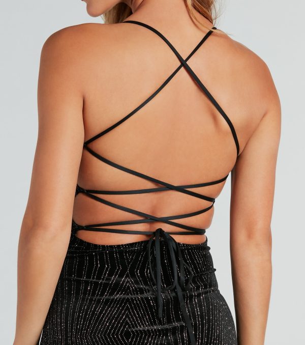 Fits Like A Glove Glitter Velvet Lace-Up Dress - Image 4