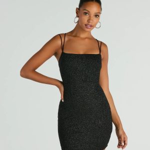 Lace Me Up Glitter Mini Dress