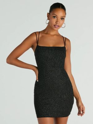 Lace Me Up Glitter Mini Dress