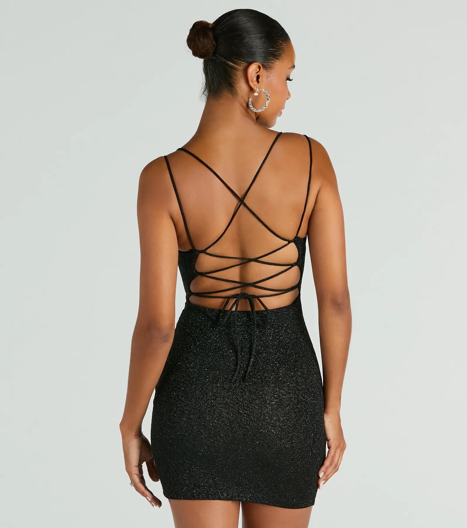 Lace Me Up Glitter Mini Dress - Image 2