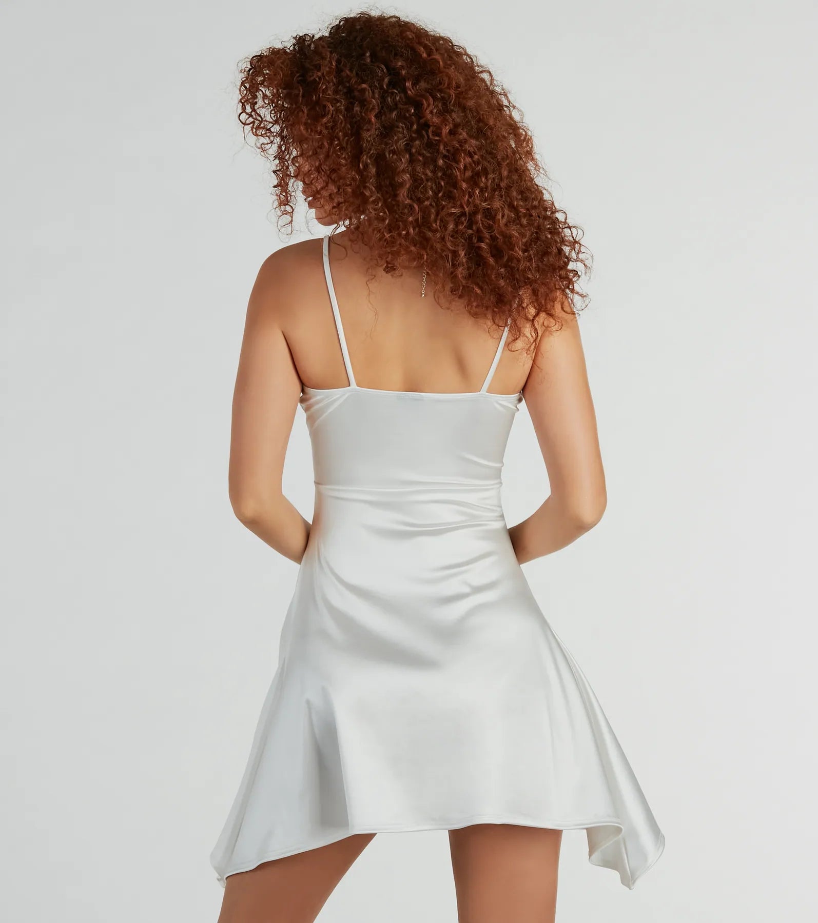 Glamour Feeling Square Neck Satin Skater Dress - Image 2