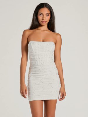 Glam Era Rhinestone And Pearl Strapless Mini Dress