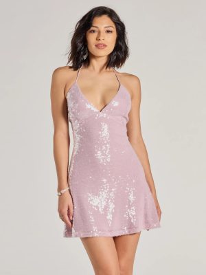 Celebrate Good Times Sequin Halter A-Line Mini Dress