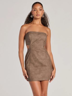 Iconic Allure Faux Leather Strapless Bodycon Mini Dress