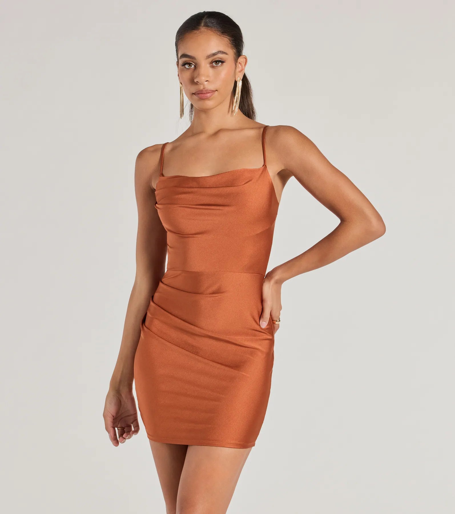 Flawless Allure Cowl Neck Bodycon Mini Dress - Image 33