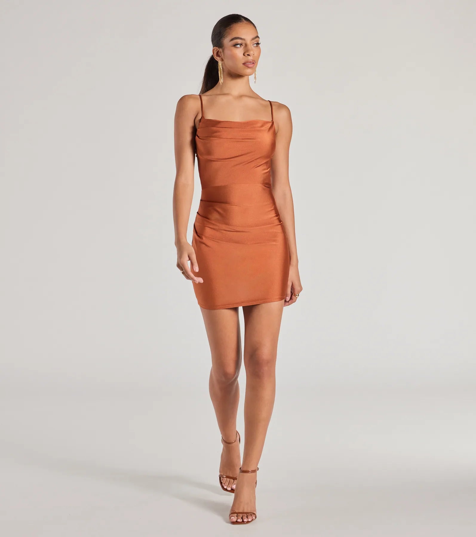 Flawless Allure Cowl Neck Bodycon Mini Dress - Image 35