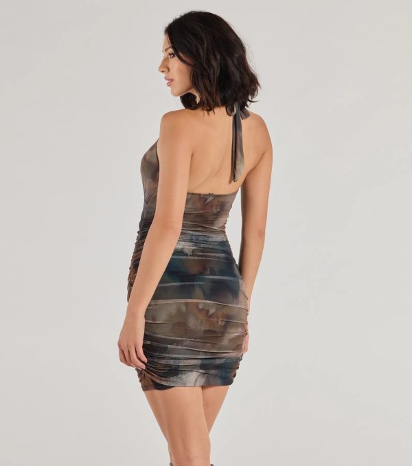 Ethereal Muse Abstract Marble Ruched Mini Dress - Image 2