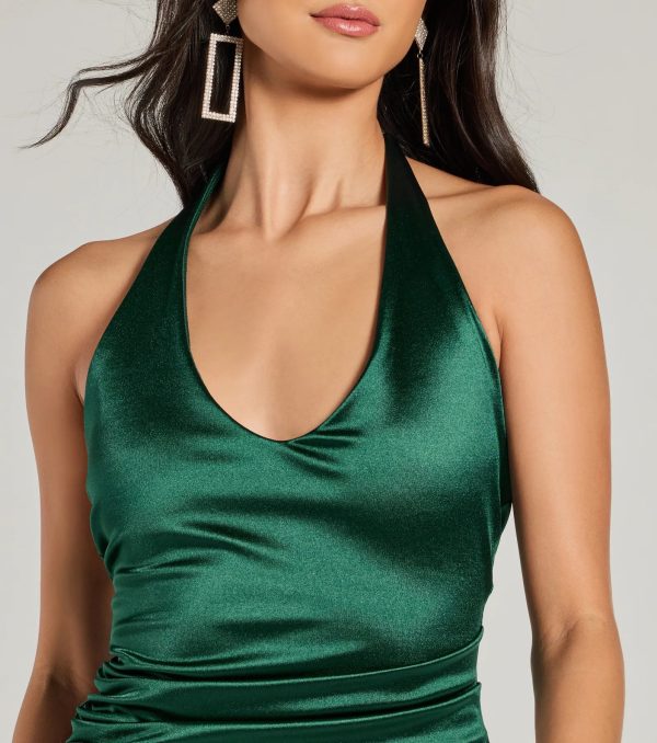 Iconic Aura Satin Halter Bodycon Mini Dress - Image 4