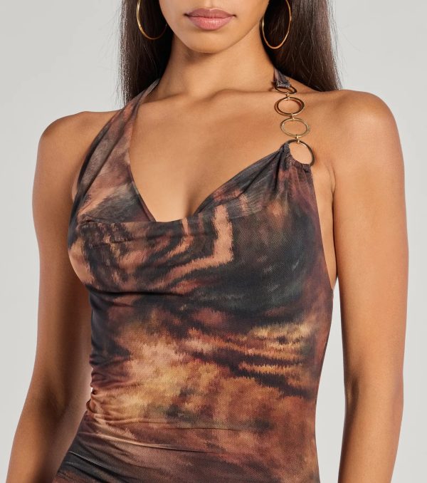 Fierce Look Animal Print Mesh Halter Mini Dress - Image 4