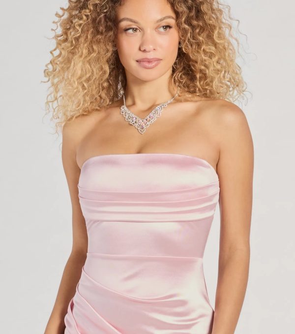 Make It Known Satin Strapless Pleat Mini Dress - Image 12