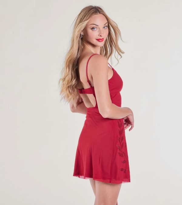 Bring The Romance Rhinestone Rose Mesh Mini Dress - Image 7