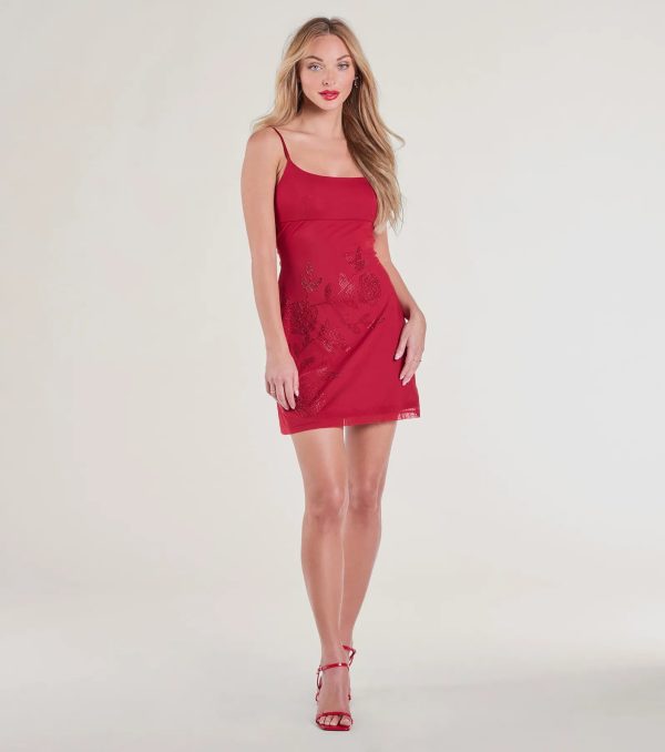 Bring The Romance Rhinestone Rose Mesh Mini Dress - Image 8