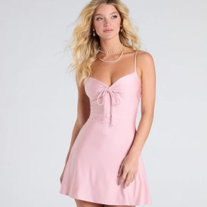 Sweetest Vibe V-Neck Tie A-Line Dress