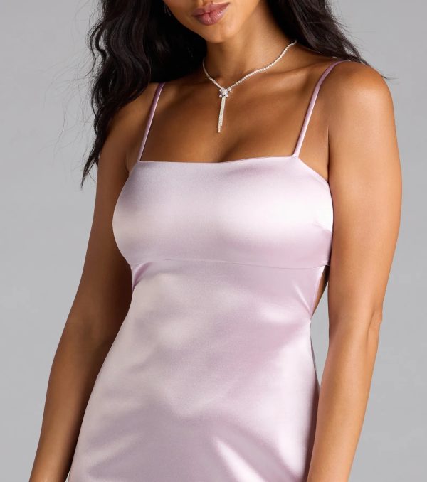 Gorgeous Evening Cutout Satin Mini Dress - Image 4