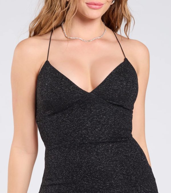Popular Girlie Strappy Back Glitter Mini Dress - Image 3