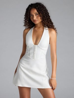 Pretty Picture Halter A-Line Mini Dress