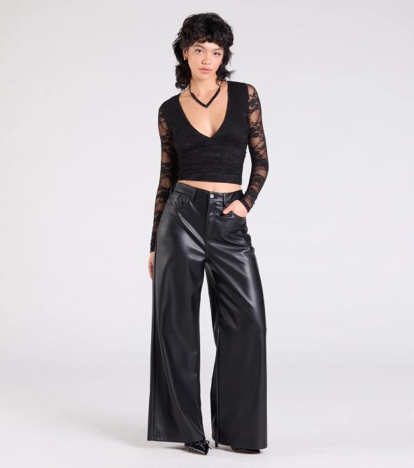 Sultry And Chic Sheer Lace Long Sleeve Top - Image 3