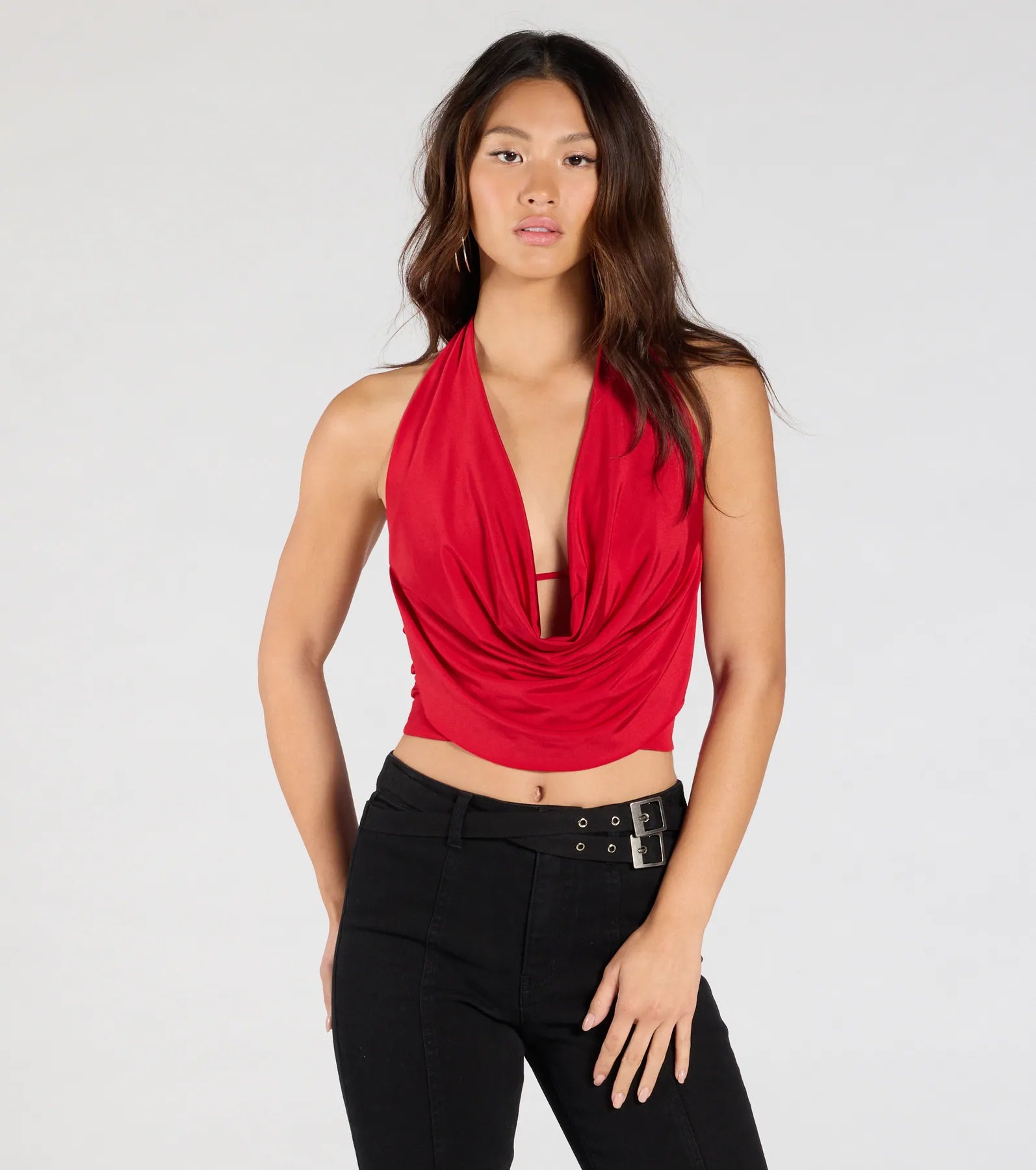 Take The Plunge Sleeveless Halter Crop Top - Image 22